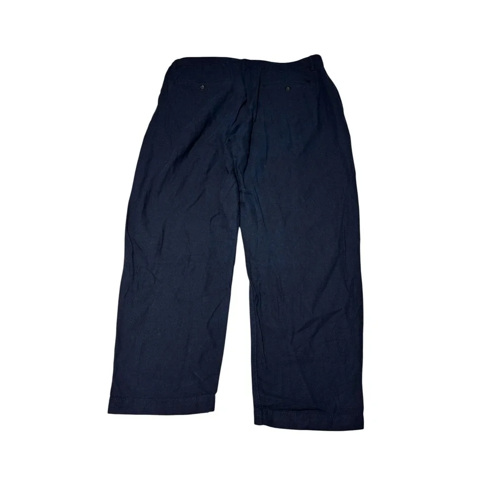 Banana Republic Relaxed Tapered Fit Pants Mens 36x27 Hemmed Navy Linen Blend